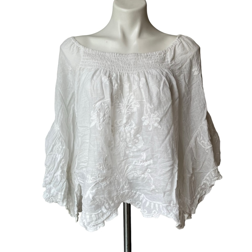 Saffire Boho Cotton Bell Sleeve Blouse, Sz M